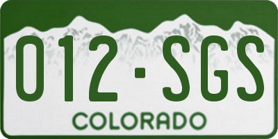 CO license plate 012SGS