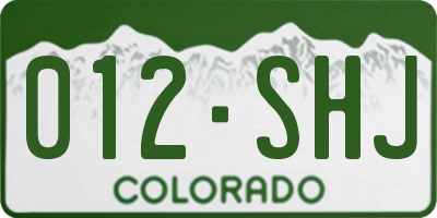 CO license plate 012SHJ