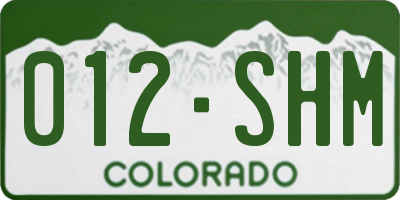 CO license plate 012SHM