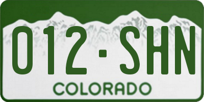 CO license plate 012SHN