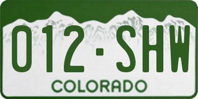 CO license plate 012SHW