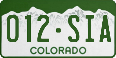 CO license plate 012SIA
