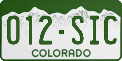 CO license plate 012SIC