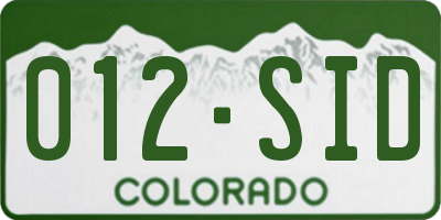 CO license plate 012SID