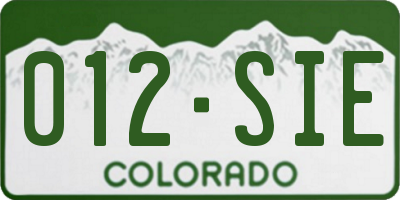 CO license plate 012SIE