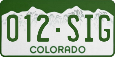 CO license plate 012SIG
