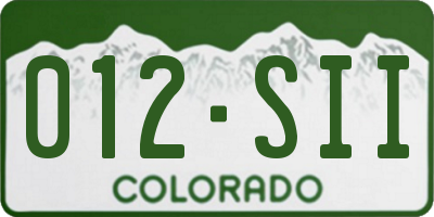CO license plate 012SII