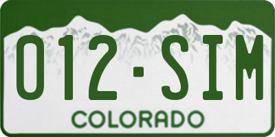 CO license plate 012SIM
