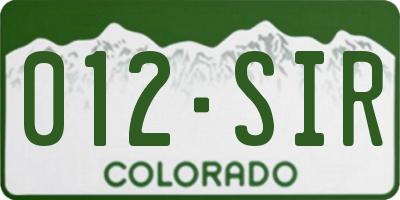 CO license plate 012SIR
