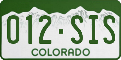 CO license plate 012SIS