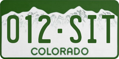 CO license plate 012SIT