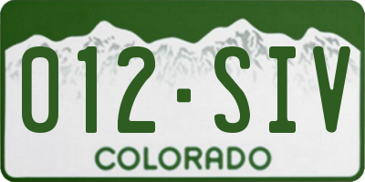 CO license plate 012SIV