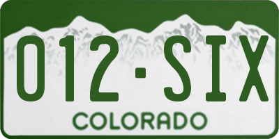 CO license plate 012SIX