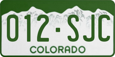 CO license plate 012SJC