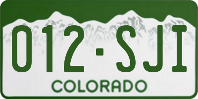 CO license plate 012SJI