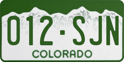 CO license plate 012SJN
