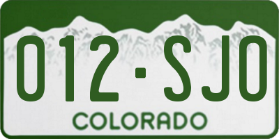 CO license plate 012SJO