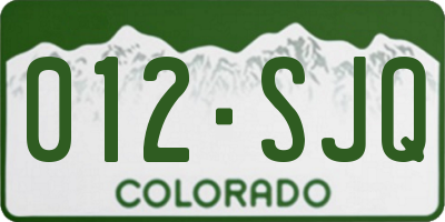 CO license plate 012SJQ