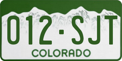 CO license plate 012SJT