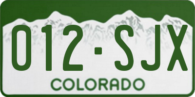 CO license plate 012SJX