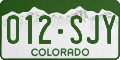 CO license plate 012SJY