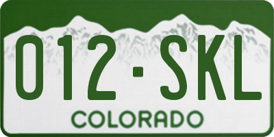 CO license plate 012SKL