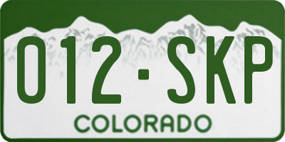 CO license plate 012SKP