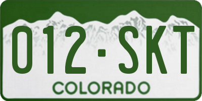 CO license plate 012SKT