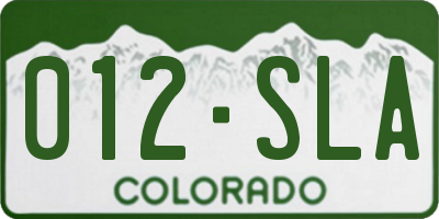 CO license plate 012SLA