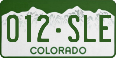 CO license plate 012SLE