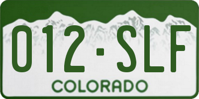 CO license plate 012SLF