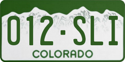 CO license plate 012SLI