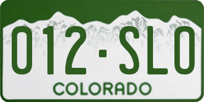 CO license plate 012SLO