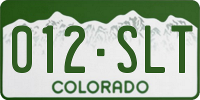 CO license plate 012SLT