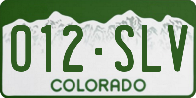 CO license plate 012SLV