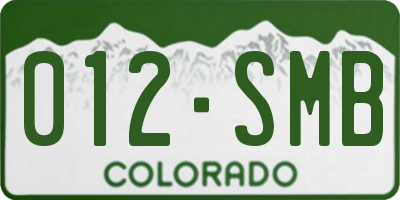 CO license plate 012SMB