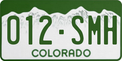 CO license plate 012SMH