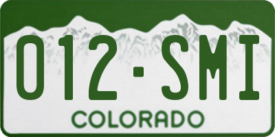 CO license plate 012SMI