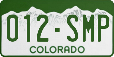 CO license plate 012SMP