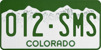 CO license plate 012SMS