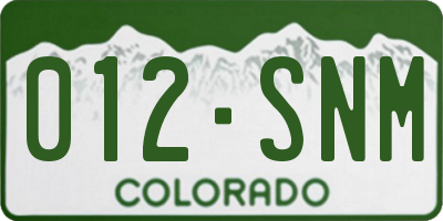 CO license plate 012SNM