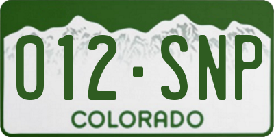 CO license plate 012SNP
