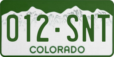 CO license plate 012SNT