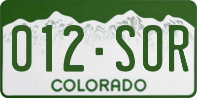 CO license plate 012SOR