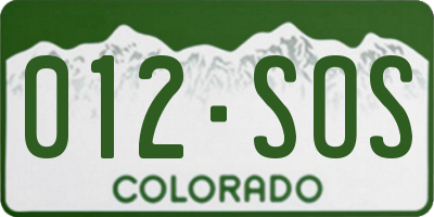 CO license plate 012SOS