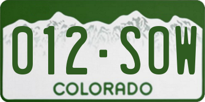 CO license plate 012SOW