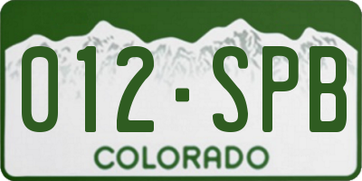 CO license plate 012SPB