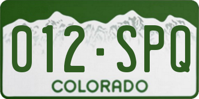 CO license plate 012SPQ