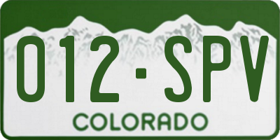 CO license plate 012SPV