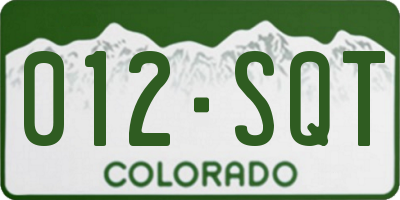 CO license plate 012SQT